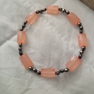 hand crafted silver crystal and coral beaded statement bracelet summer time